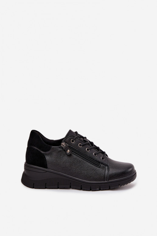 Zapatos de plataforma de cuero para mujer Vinceza 39964 negros