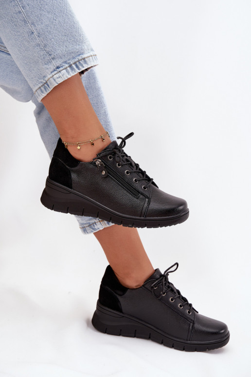 Zapatos de plataforma de cuero para mujer Vinceza 39964 negros