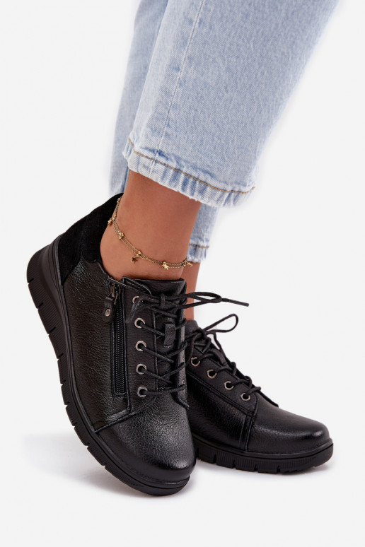 Zapatos de plataforma de cuero para mujer Vinceza 39964 negros