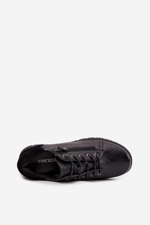 Zapatos de plataforma de cuero para mujer Vinceza 39964 negros