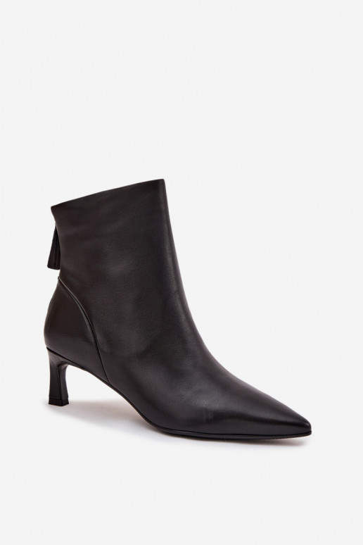 Botines de cuero natural con tacón para mujer D&A CR52-661 negros