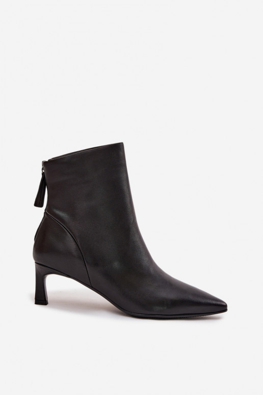 Botines de cuero natural con tacón para mujer D&A CR52-661 negros