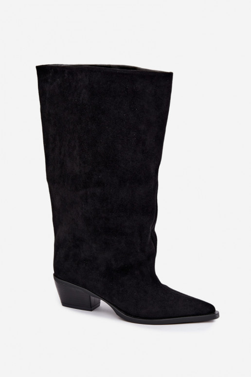 botas altas tipo slip-on con tacones de ante sintético negras Casella