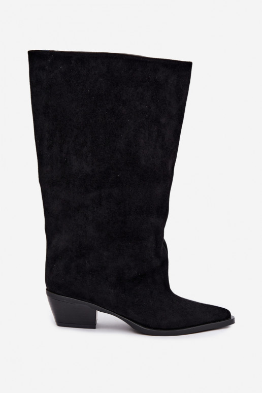 botas altas tipo slip-on con tacones de ante sintético negras Casella