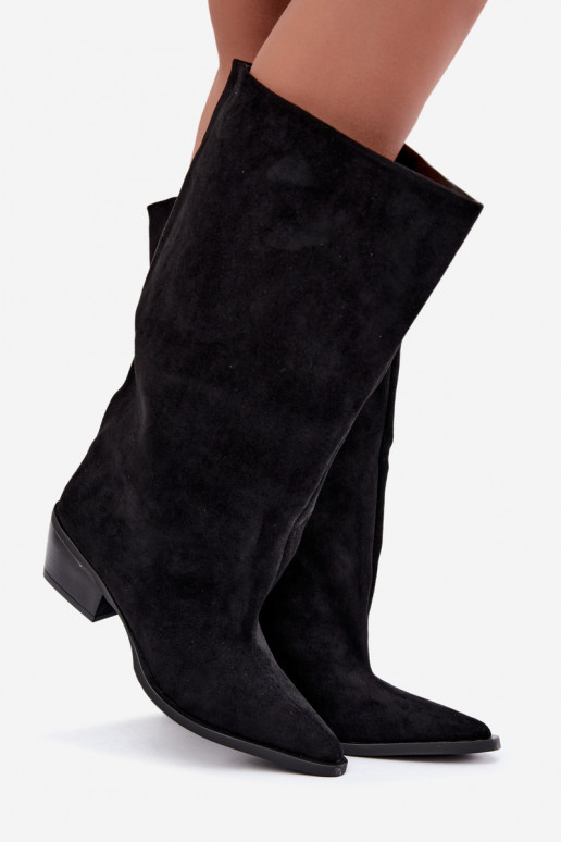 botas altas tipo slip-on con tacones de ante sintético negras Casella