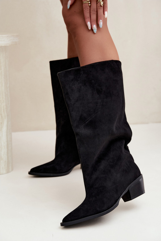 botas altas tipo slip-on con tacones de ante sintético negras Casella