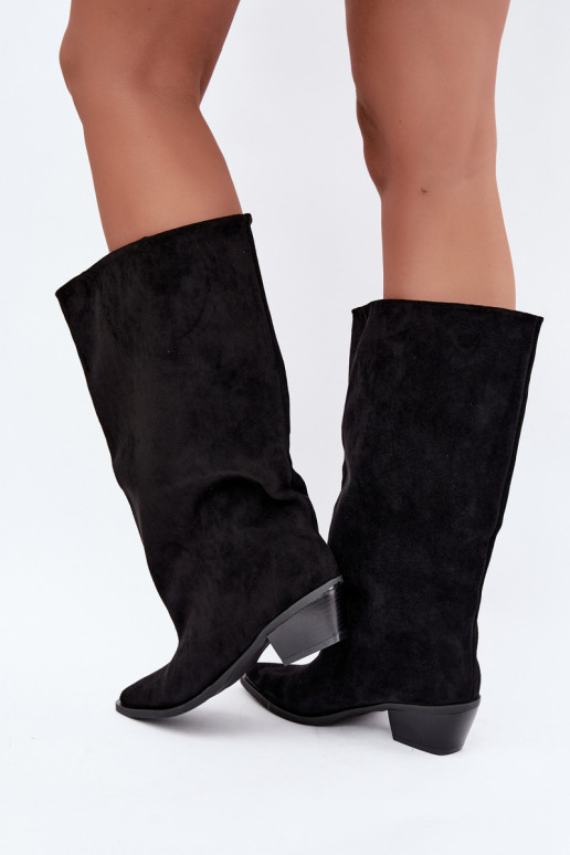 botas altas tipo slip-on con tacones de ante sintético negras Casella