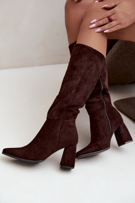 botas altas para mujer con tacón cuadrado color caramelo Carlin