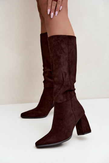 botas altas para mujer con tacón cuadrado color caramelo Carlin 2
