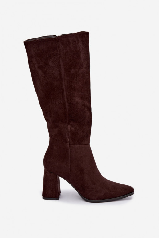 botas altas para mujer con tacón cuadrado color caramelo Carlin