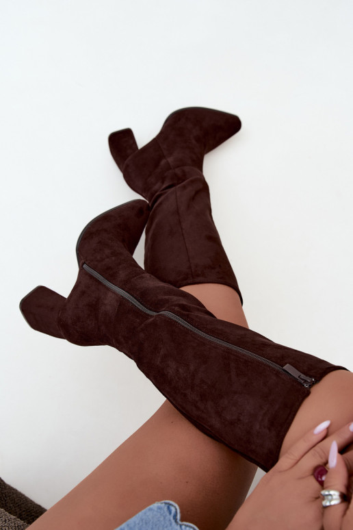 botas altas para mujer con tacón cuadrado color caramelo Carlin
