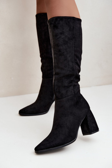 botas altas para mujer con tacón cuadrado negras Carlin 2