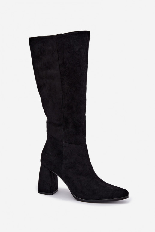 botas altas para mujer con tacón cuadrado negras Carlin