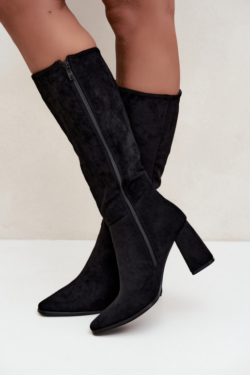 botas altas para mujer con tacón cuadrado negras Carlin