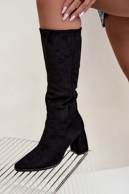 botas altas para mujer con tacón cuadrado negras Carlin
