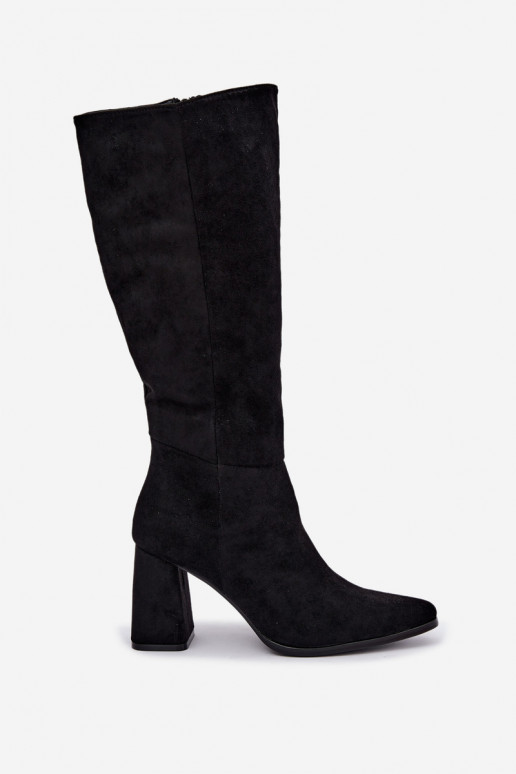 botas altas para mujer con tacón cuadrado negras Carlin
