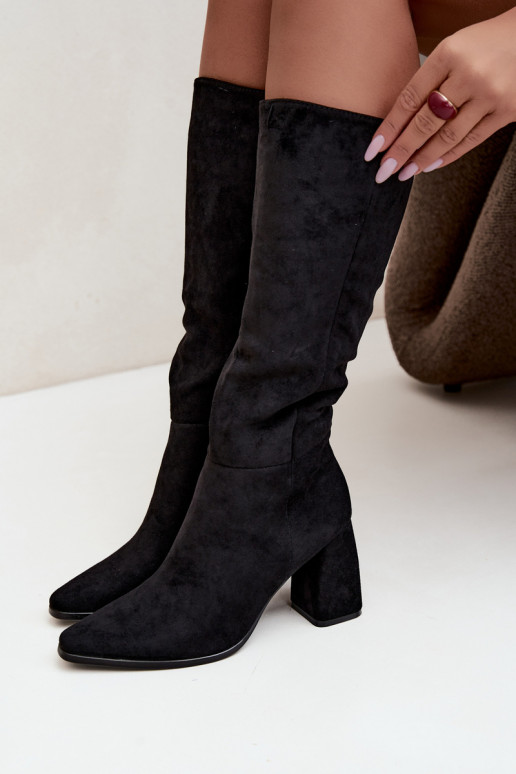 botas altas para mujer con tacón cuadrado negras Carlin
