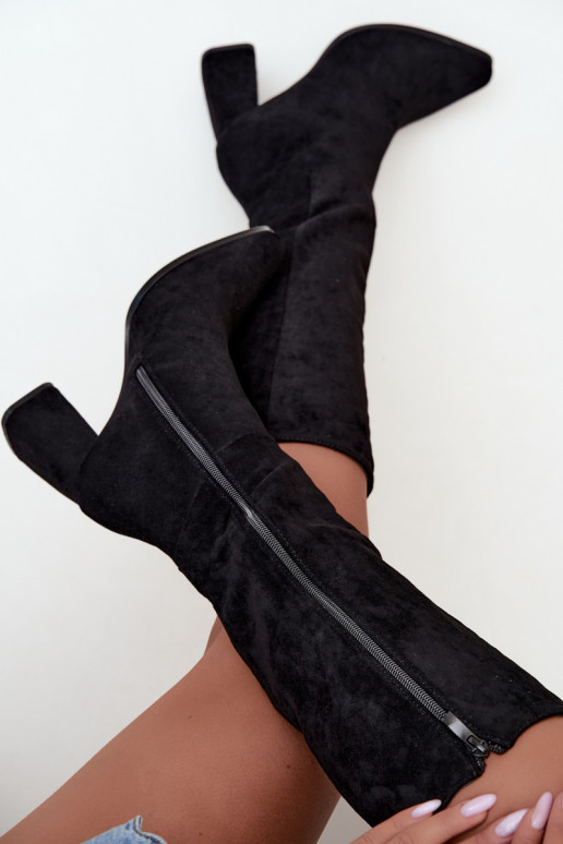 botas altas para mujer con tacón cuadrado negras Carlin