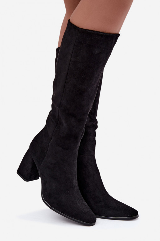 botas altas para mujer con tacón cuadrado negras Carlin