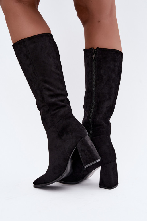 botas altas para mujer con tacón cuadrado negras Carlin