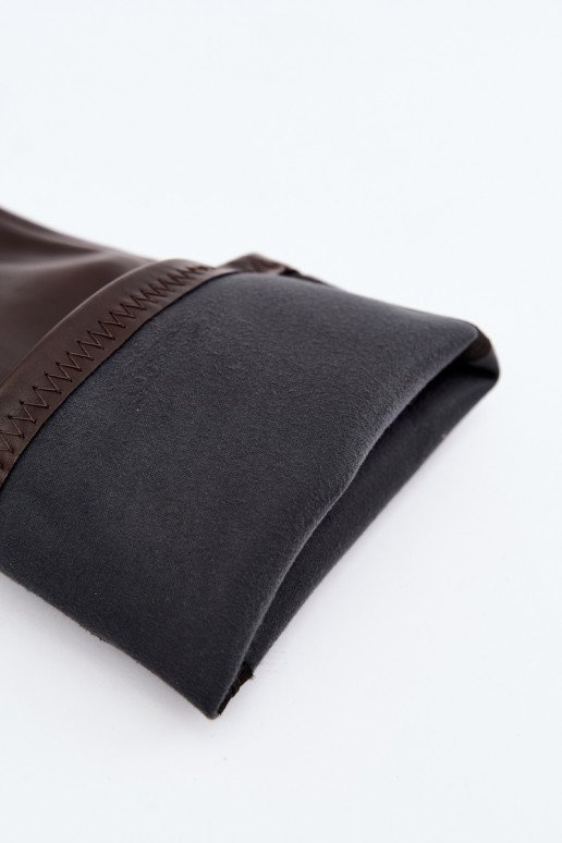 botas altas para mujer con caña atada en tacón bajo de cuero sintético color caramelo Gisellea