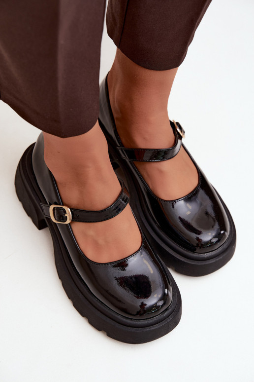 botas de charol con tacones gruesos negras Loxie
