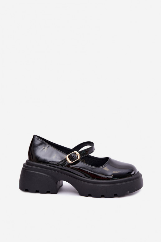 botas de charol con tacones gruesos negras Loxie