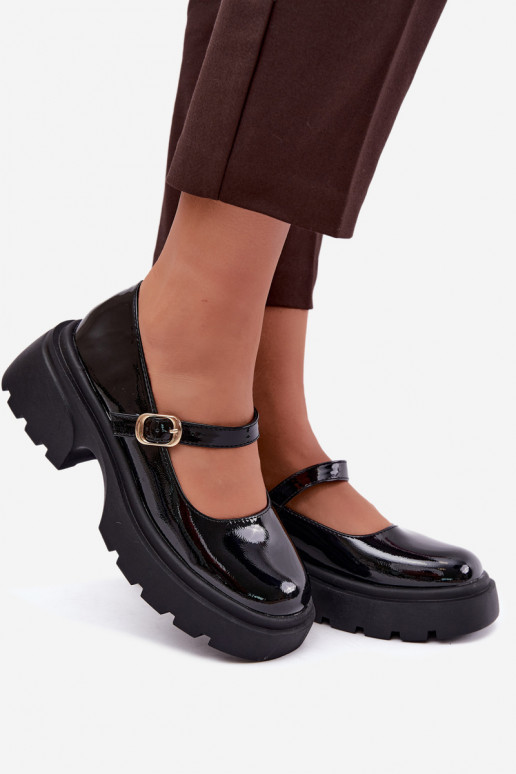 botas de charol con tacones gruesos negras Loxie