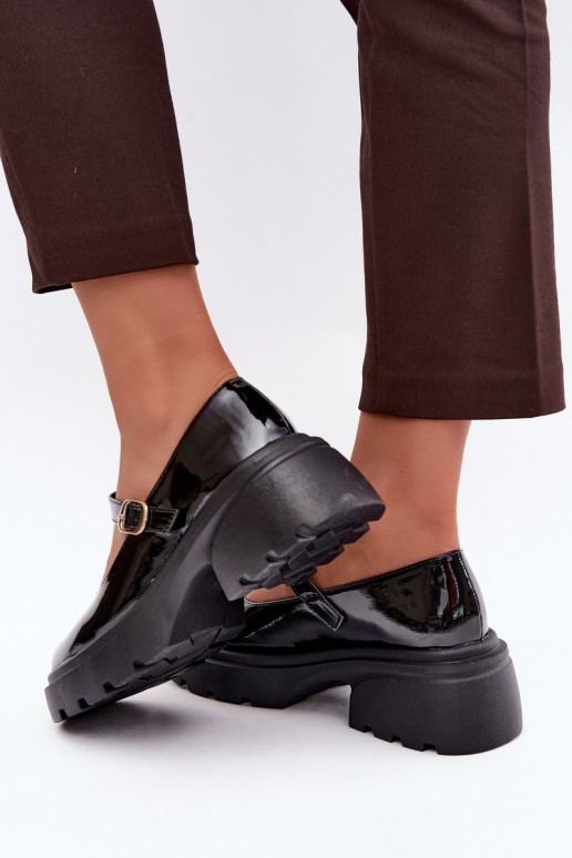 botas de charol con tacones gruesos negras Loxie