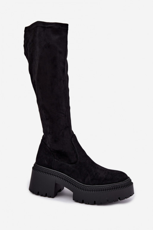 botas altas para mujer con plataforma y tacón alto negras Florinne