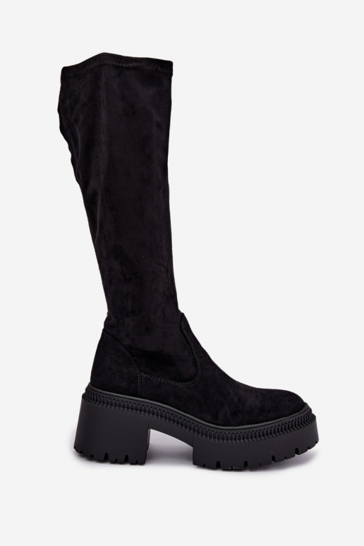 botas altas para mujer con plataforma y tacón alto negras Florinne