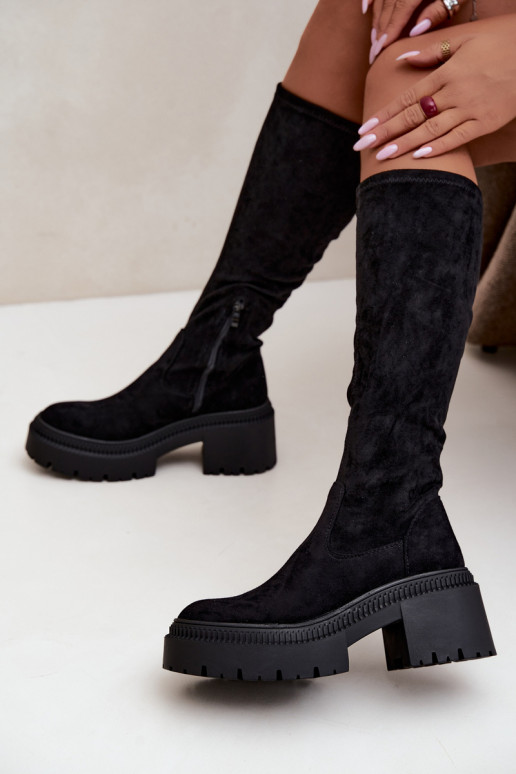 botas altas para mujer con plataforma y tacón alto negras Florinne