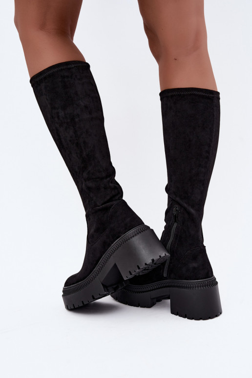botas altas para mujer con plataforma y tacón alto negras Florinne