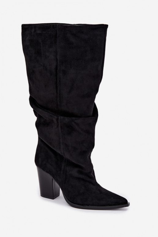 botas altas tipo slip-on con tacones negras Jensy