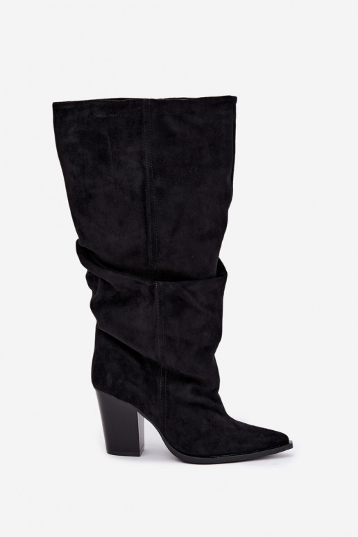 botas altas tipo slip-on con tacones negras Jensy