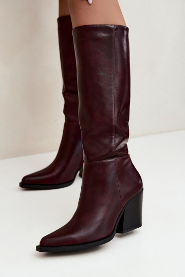 botas altas para mujer con tacón aisladas color burdeos Katelle 2