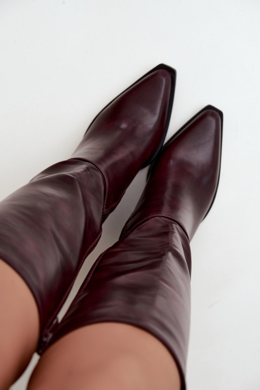 botas altas para mujer con tacón aisladas color burdeos Katelle
