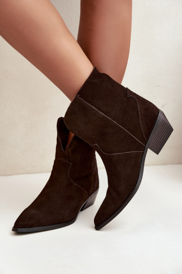 botines de estilo cowboy con tacones en ante chocolate Norelle