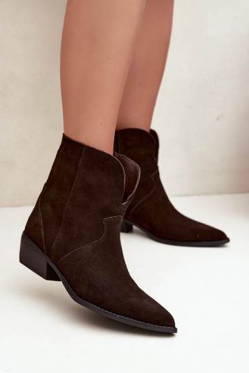 botines de estilo cowboy con tacones en ante chocolate Norelle 2