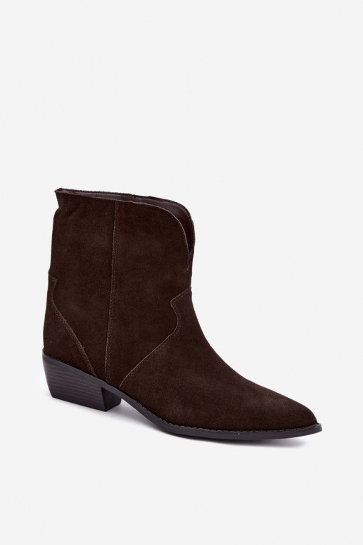 botines de estilo cowboy con tacones en ante chocolate Norelle