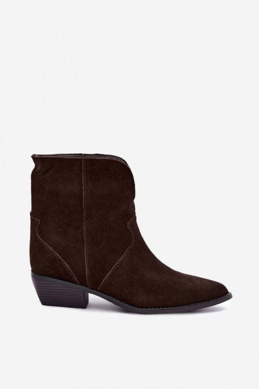 botines de estilo cowboy con tacones en ante chocolate Norelle