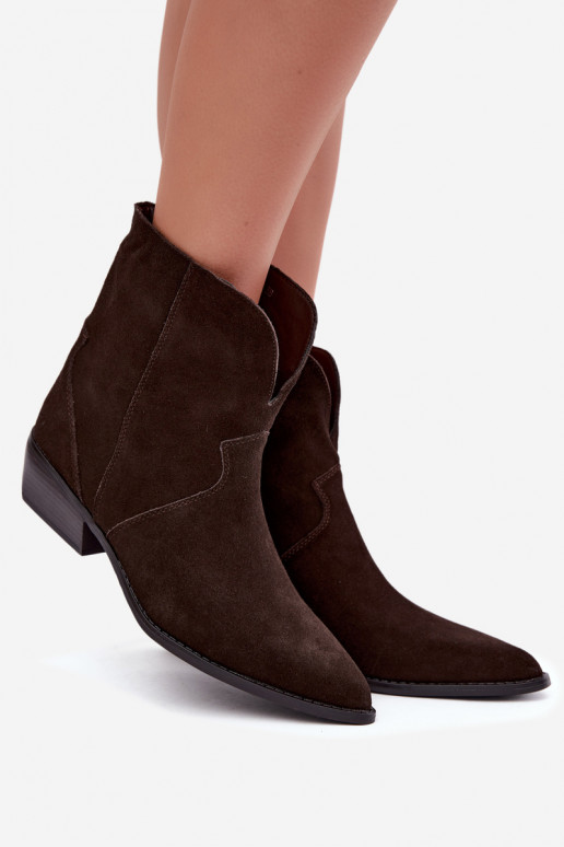 botines de estilo cowboy con tacones en ante chocolate Norelle
