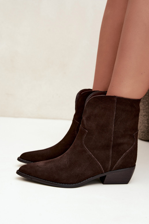 botines de estilo cowboy con tacones en ante chocolate Norelle