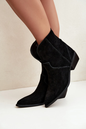 botines de estilo cowboy con tacones en ante negro Norelle