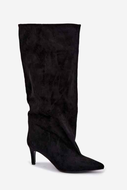 botas altas de mujer slip-on con tacones en negro Favra