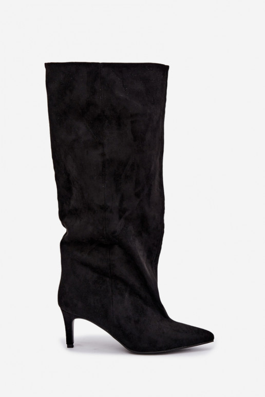 botas altas de mujer slip-on con tacones en negro Favra