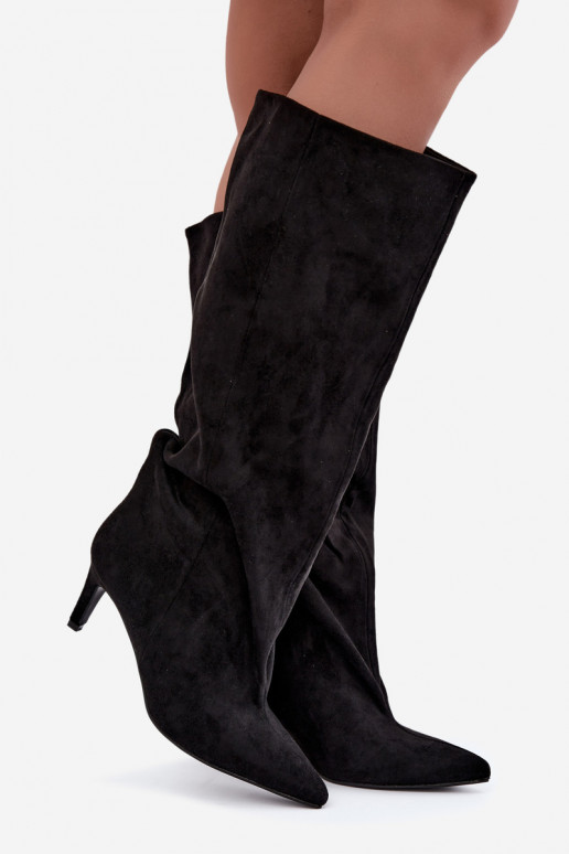 botas altas de mujer slip-on con tacones en negro Favra