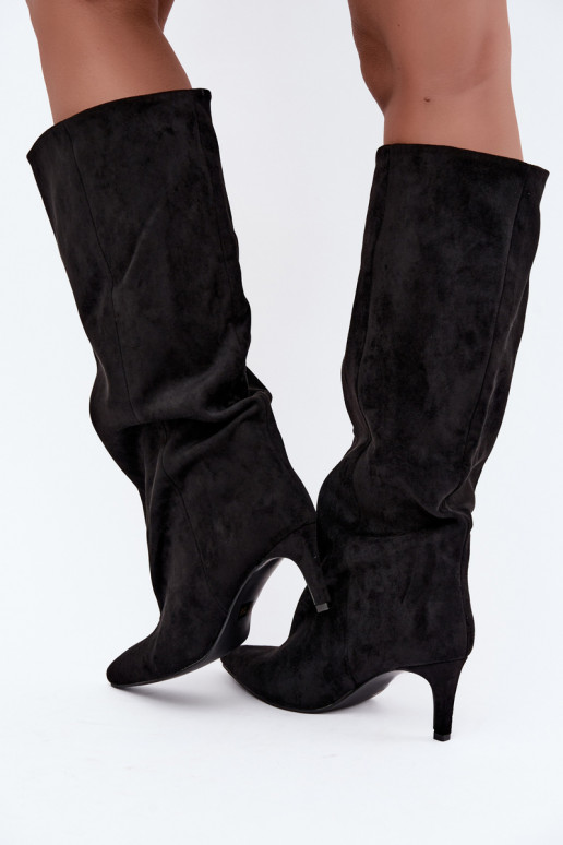 botas altas de mujer slip-on con tacones en negro Favra