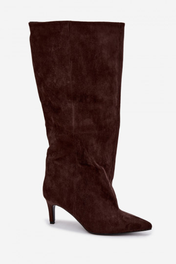 botas altas de mujer slip-on con tacones en chocolate Favra 2