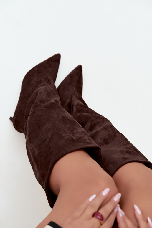 botas altas de mujer slip-on con tacones en chocolate Favra
